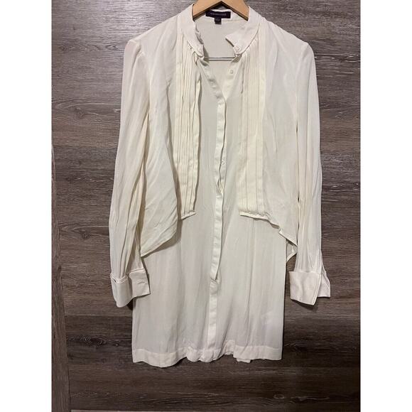 Marchesa Voyage Women Ivory Sz 2 Small Silk Top Blouse Cottagecore Peasant - Picture 2 of 9